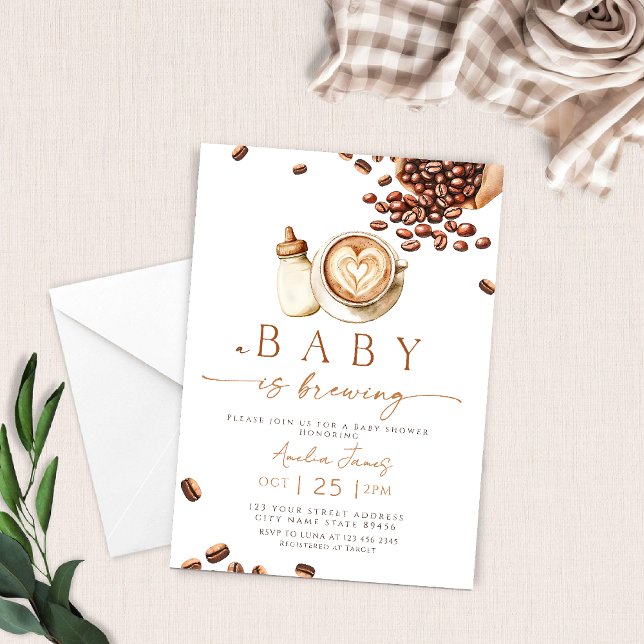 A Baby is Brewing Coffee Bean Baby Shower Invitation (Creator Uploaded)