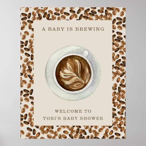 A Baby Is Brewing Coffee Beans Baby Shower Poster