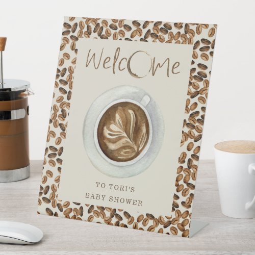 A Baby Is Brewing Coffee Beans Baby Shower Welcome Pedestal Sign