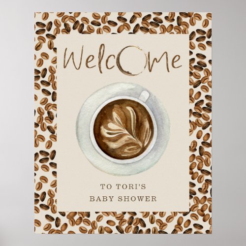 A Baby Is Brewing Coffee Beans Baby Shower Welcome Poster