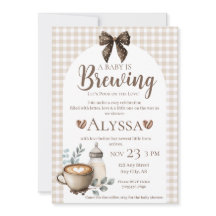 A Baby is Brewing Coffee Bow Baby Shower Invite