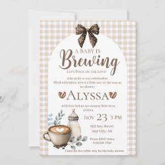 A Baby is Brewing Coffee Bow Baby Shower Invite