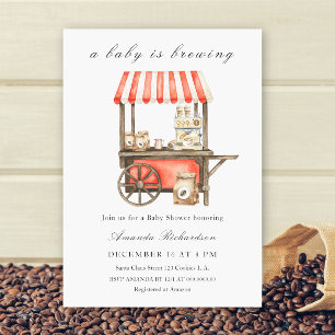 A Baby Is Brewing Coffee Cart Baby Shower Invitation