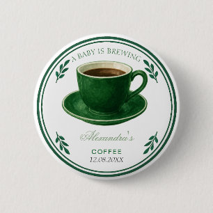 A Baby Is Brewing Coffee Cup Baby Shower Button