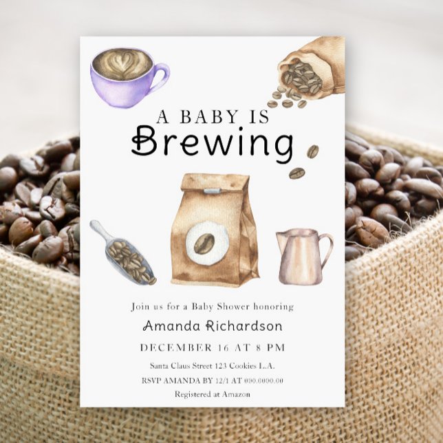 A Baby Is Brewing Coffee Cup Baby Shower Invitation (Creator Uploaded)
