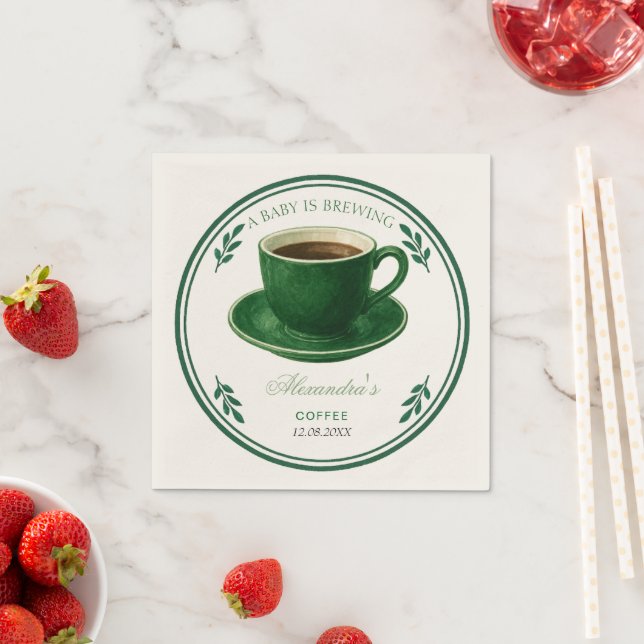 A Baby Is Brewing Coffee Cup Baby Shower Napkins (Insitu)