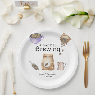 A Baby Is Brewing Coffee Cup Baby Shower Paper Plates