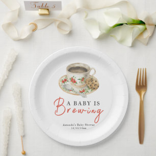 A Baby Is Brewing Coffee Cup Baby Shower Paper Plates