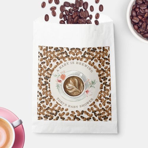 A Baby Is Brewing Coffee Floral Baby Shower Napkin Favor Bag