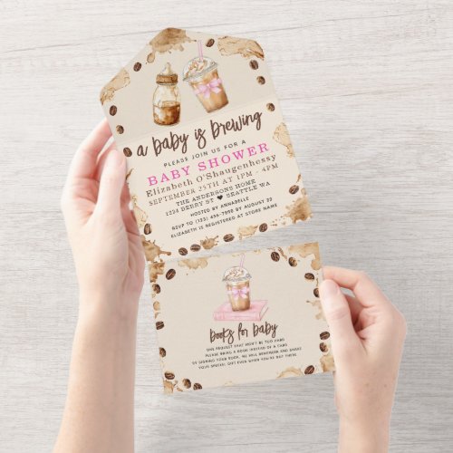 A Baby is Brewing Coffee Girl Baby Shower All In One Invitation