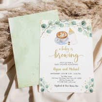 A Baby Is Brewing Coffee Greenery Baby Shower Invitation