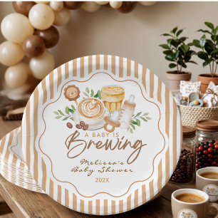A Baby Is Brewing Coffee Latte Baby Shower Paper Plates