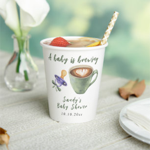 A Baby Is Brewing Coffee Pacifier Bow Baby Shower Paper Cups