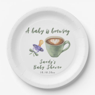 A Baby Is Brewing Coffee Pacifier Bow Baby Shower Paper Plates