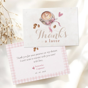 A baby is brewing coffee pink bow baby shower thank you card