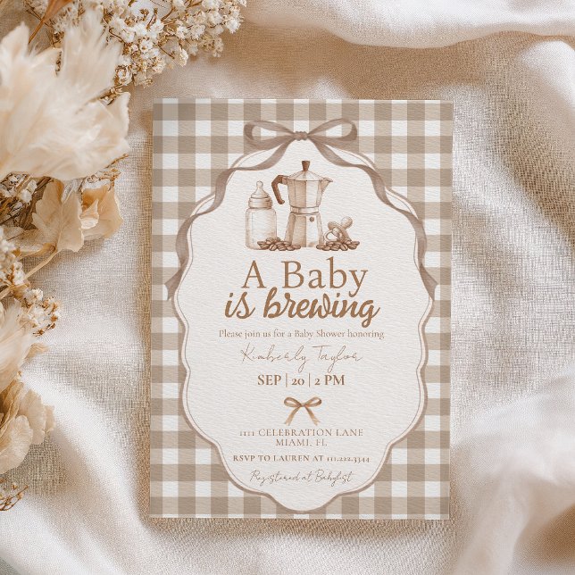 A Baby is Brewing Coffee Pot Bean Baby Shower Invitation (Creator Uploaded)