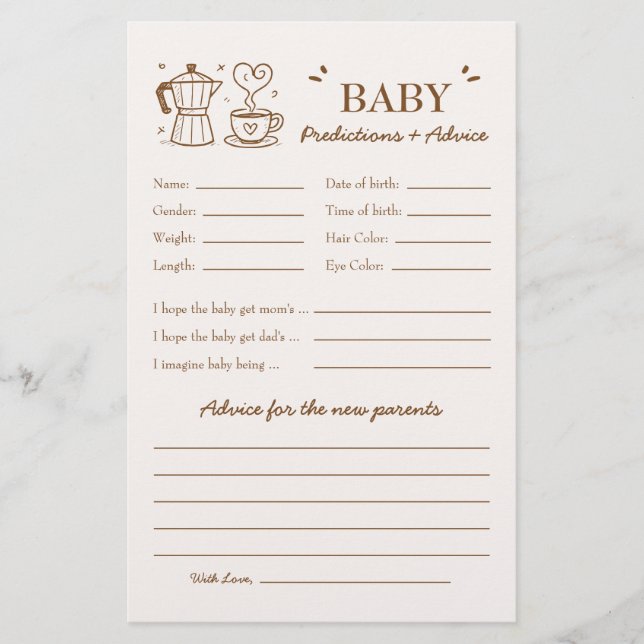 A Baby Is Brewing Coffee Predictions and Advice (Front)