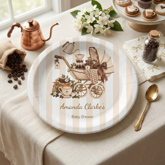 A Baby is Brewing Coffee Rustic Baby Shower Paper Plates