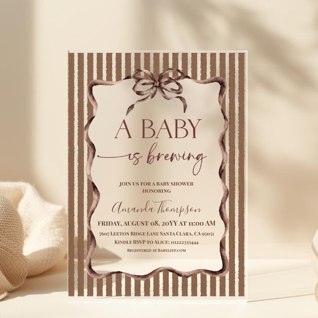 A Baby Is Brewing Coffee Shower Acrylic Invitations (Creator Uploaded)