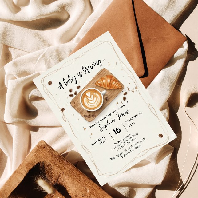 A Baby Is Brewing Coffee Theme Baby Shower Invitation (Creator Uploaded)