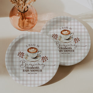 A Baby is Brewing Coffee Theme Baby Shower Paper Plates