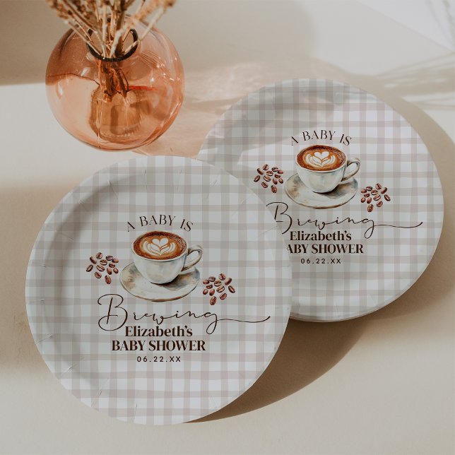 A Baby is Brewing Coffee Theme Baby Shower Paper Plates (A Baby is Brewing Coffee Theme Baby Shower Paper Plates)