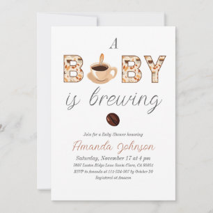 A Baby is Brewing Coffee Themed Baby Shower Invitation