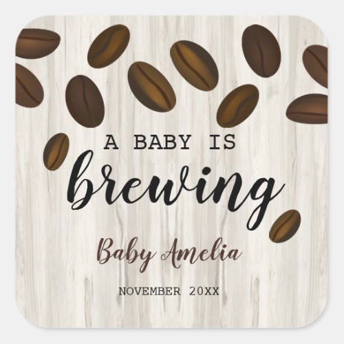 A Baby Is Brewing Coffee Themed Baby Shower Square Sticker