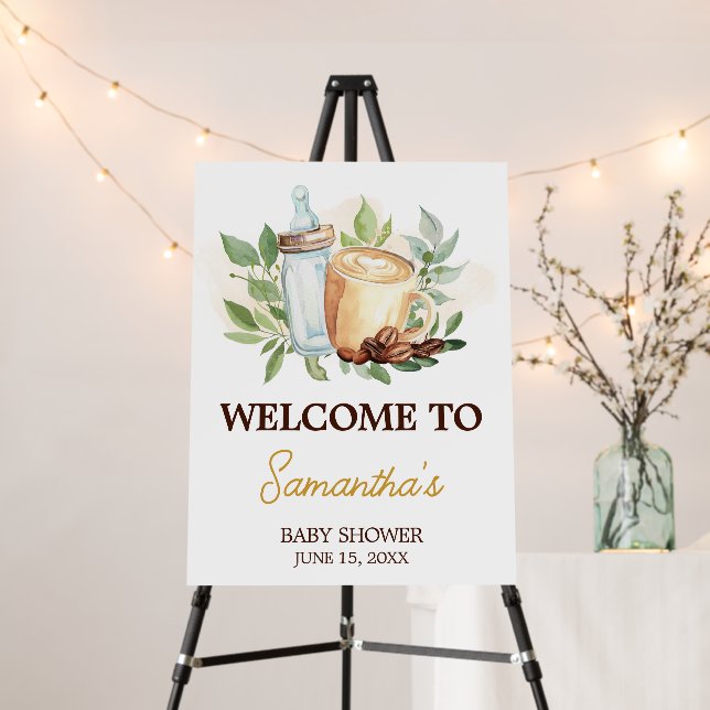 A Baby is Brewing Coffee Welcome Sign (In Situ (Stand))