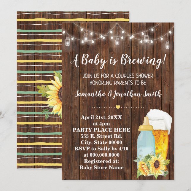 A Baby is brewing couples baby shower country chic Invitation (Front/Back)