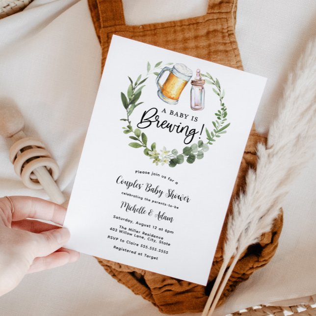 A Baby is Brewing Couples' Baby Shower Invitation (Creator Uploaded)