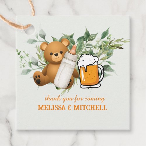 A baby is brewing couples baby shower thank you  favor tags