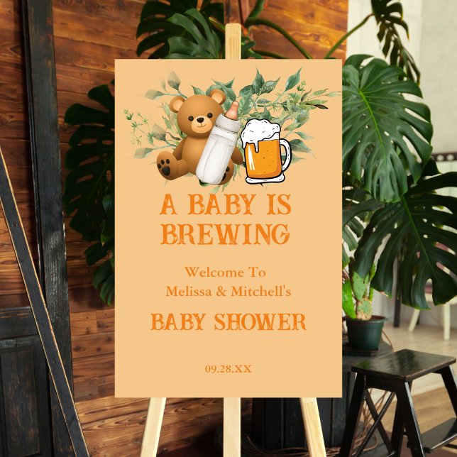 A baby is brewing couples baby shower welcome sign (Creator Uploaded)