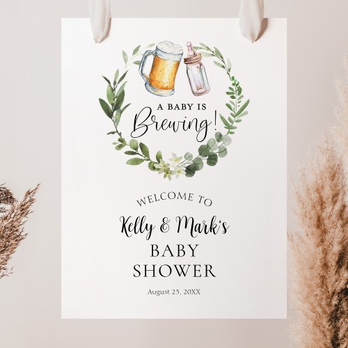 A Baby is Brewing Couples Baby Shower Welcome Sign