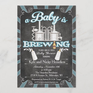 A "Baby is Brewing" Couples BBQ Invitation - Boy