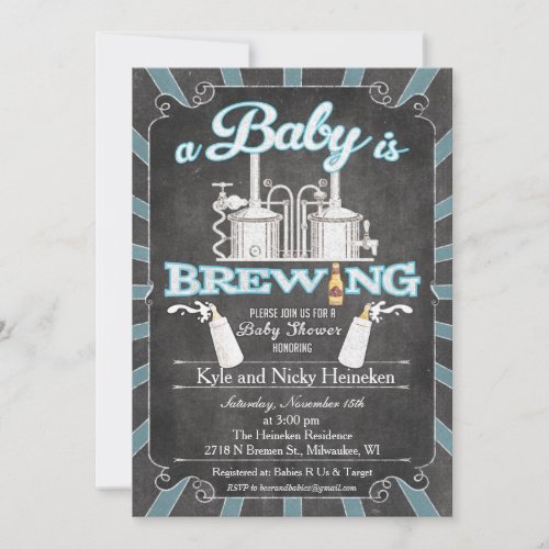 A Baby is Brewing Couples BBQ Invitation _ Boy