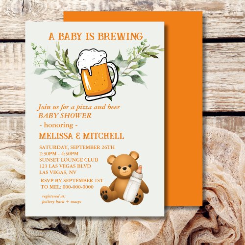 A baby is brewing couples co_ed baby shower invitation