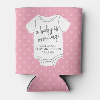 A Baby is Brewing -- Couples Shower Can Edit Color Can Cooler
