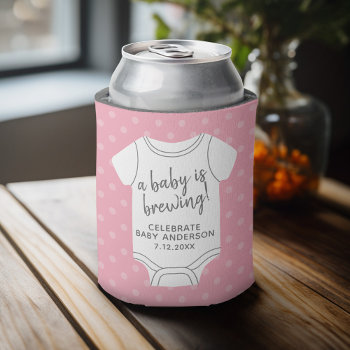 A Baby Is Brewing -- Couples Shower Can Edit Color Can Cooler by MarshBaby at Zazzle