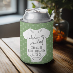 A Baby is Brewing -- Couples Shower Can Edit Color Cooler