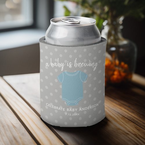 A Baby is Brewing _ Couples Shower Favor Blue Boy Can Cooler