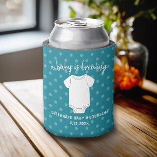 A Baby is Brewing - Couples Shower Favor Blue Boy Can Cooler