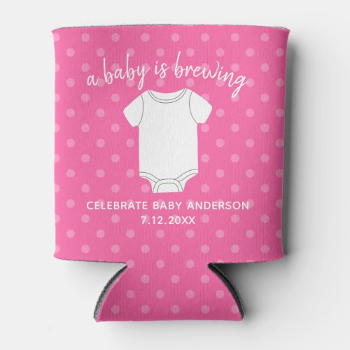 A Baby is Brewing _ Couples Shower Favor Pink Girl Can Cooler