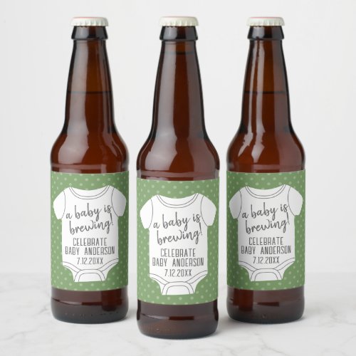 A Baby is Brewing __ Couples Shower _ Green Beer Bottle Label