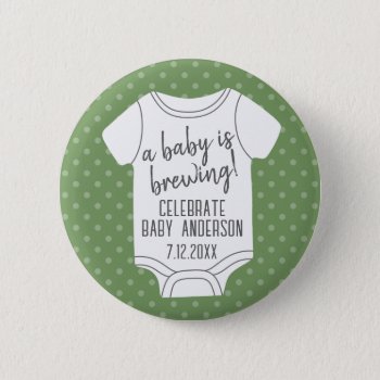 A Baby Is Brewing -- Couples Shower - Green Button by MarshBaby at Zazzle