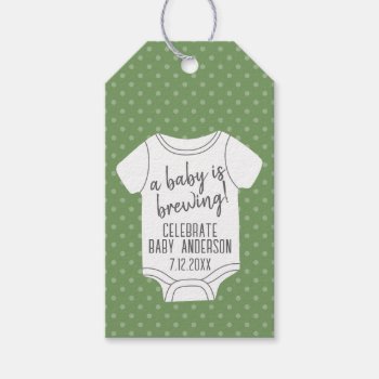 A Baby Is Brewing -- Couples Shower - Green Gift Tags by MarshBaby at Zazzle