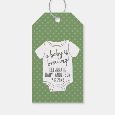 A Baby Is Brewing -- Couples Shower - Green Gift Tags