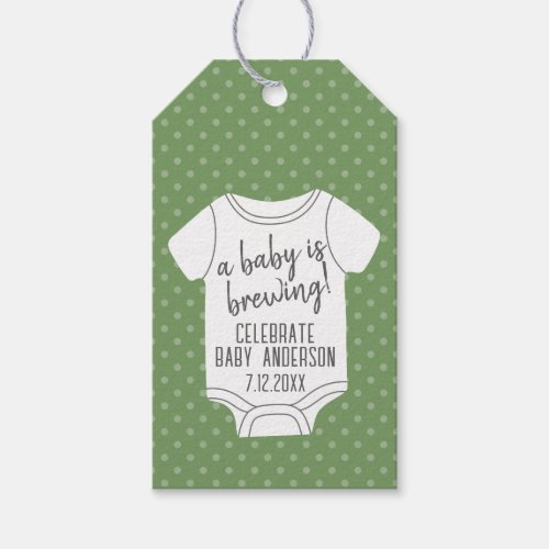 A Baby is Brewing __ Couples Shower _ Green Gift Tags