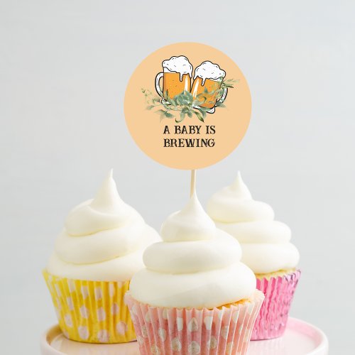 A baby is brewing cupcake toppers classic round sticker