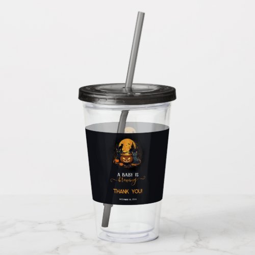 A Baby Is Brewing Cute Halloween Baby Shower Acrylic Tumbler